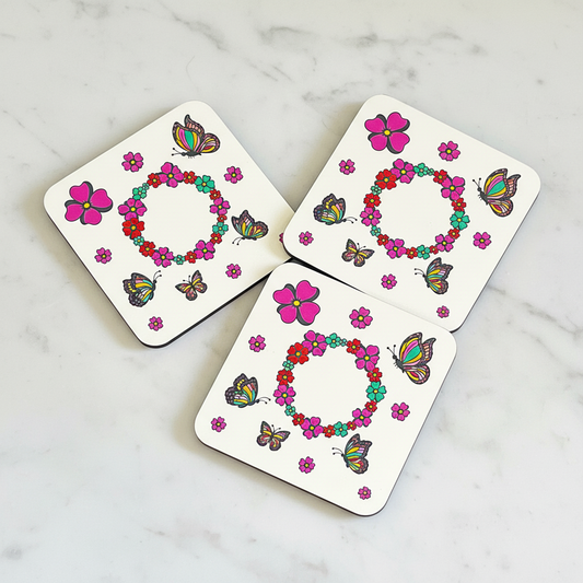 Butterfly Garden Coasters – Set of 4