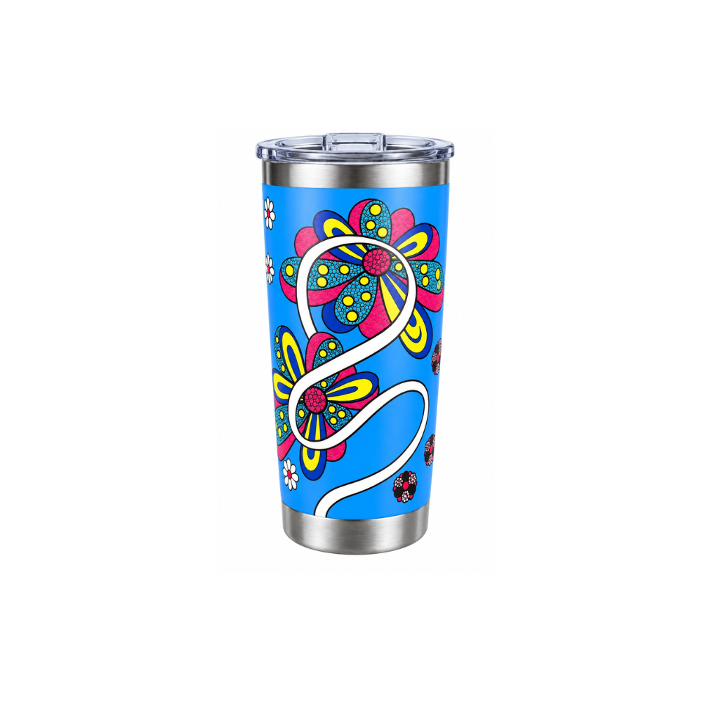 DESTI Blue & Red Floral 20oz Thermal Travel Tumbler