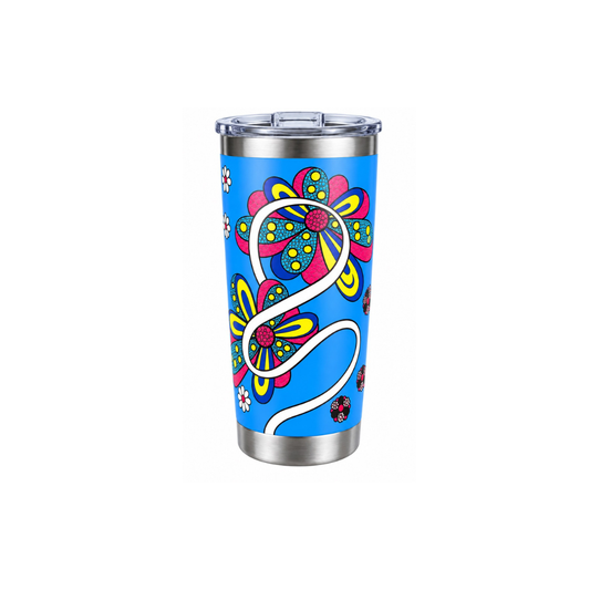 DESTI Blue & Red Floral 20oz Thermal Travel Tumbler