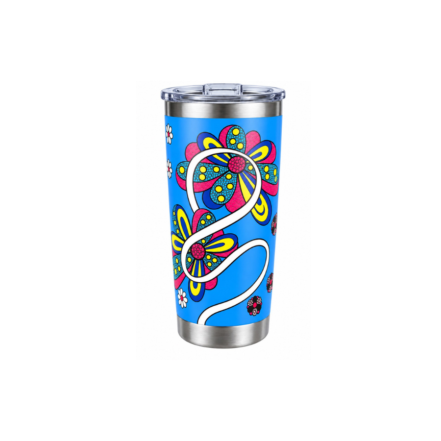 DESTI Blue & Red Floral 20oz Thermal Travel Tumbler