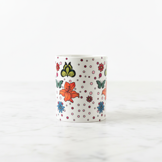 Botanical Mug – Back view on marble