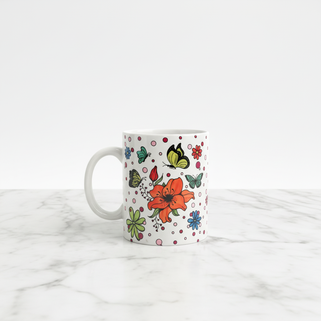 Botanical Mug – Handle left on marble