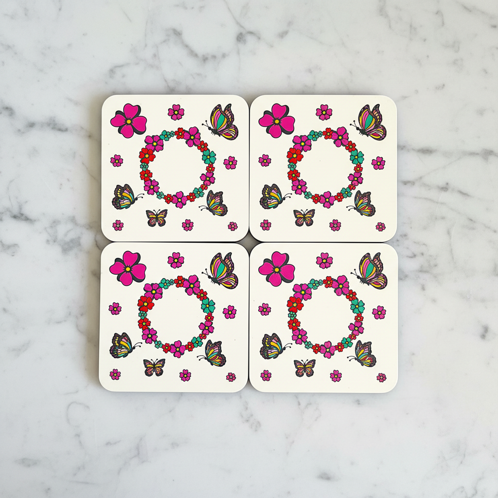Butterfly Garden Coasters – Set of 4