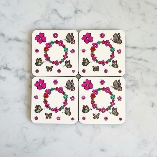 Butterfly Garden Coasters – Set of 4