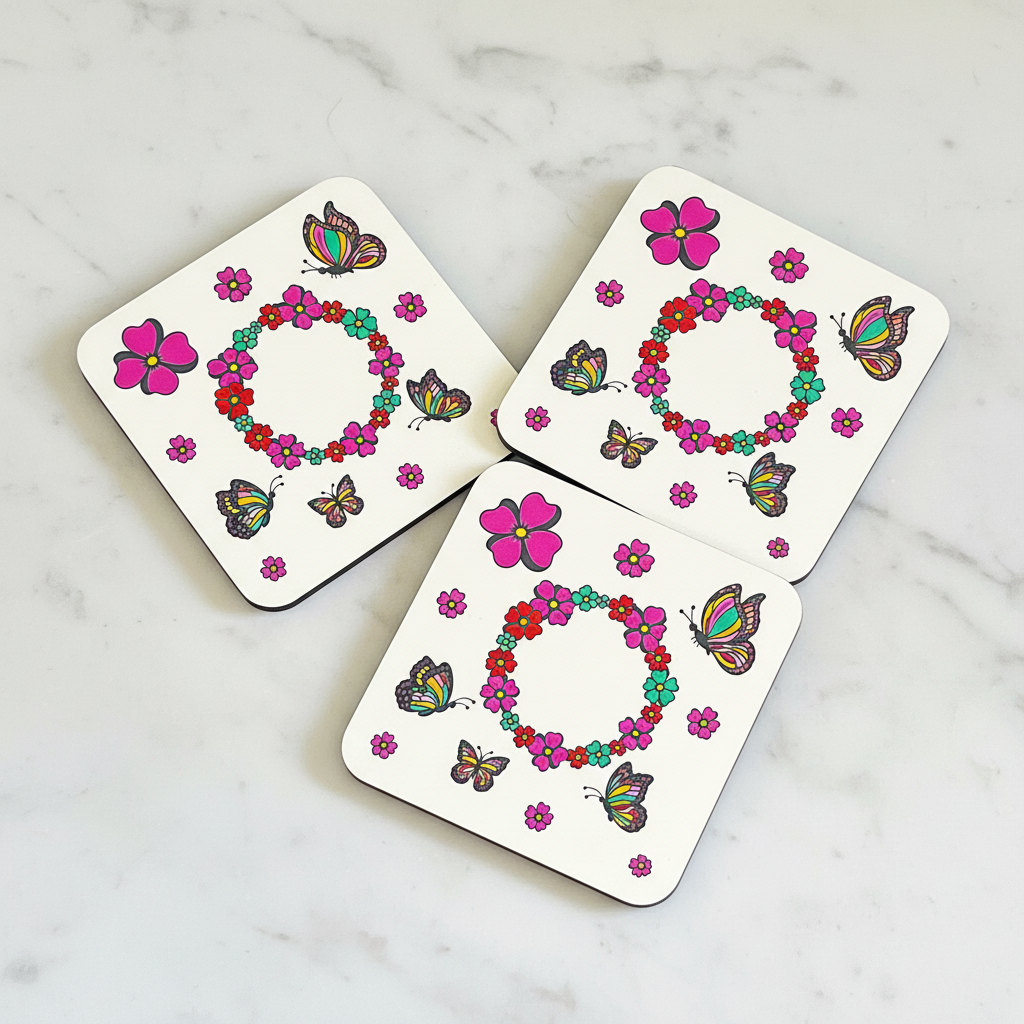 Butterfly Garden Coasters – Set of 4
