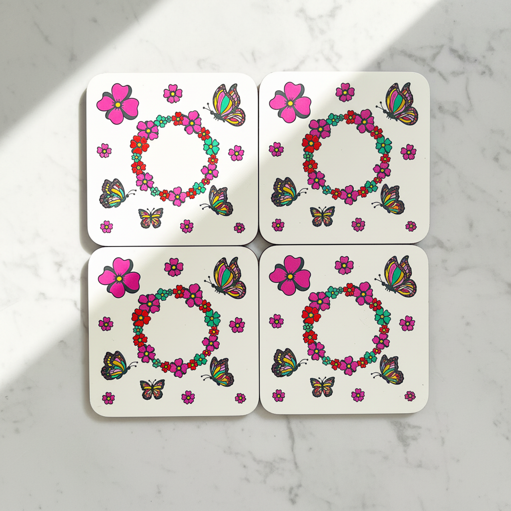 Butterfly Garden Coasters – Set of 4