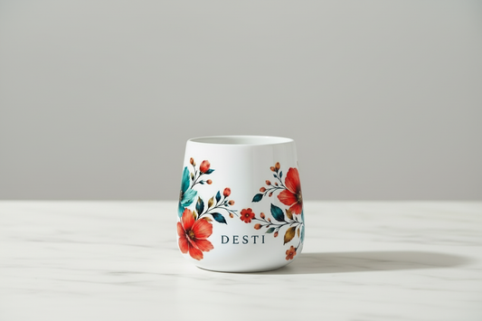 DESTI Floral Bloom Mug on marble table