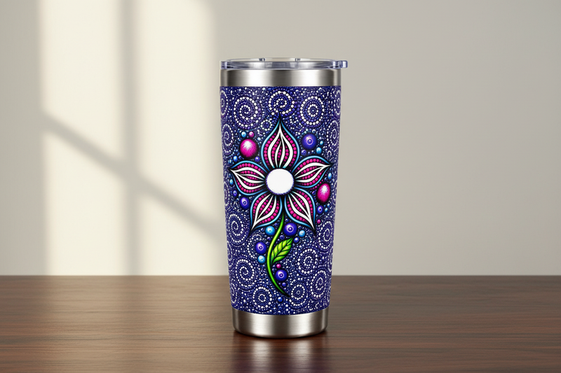 DESTI purple tumbler dark walnut table