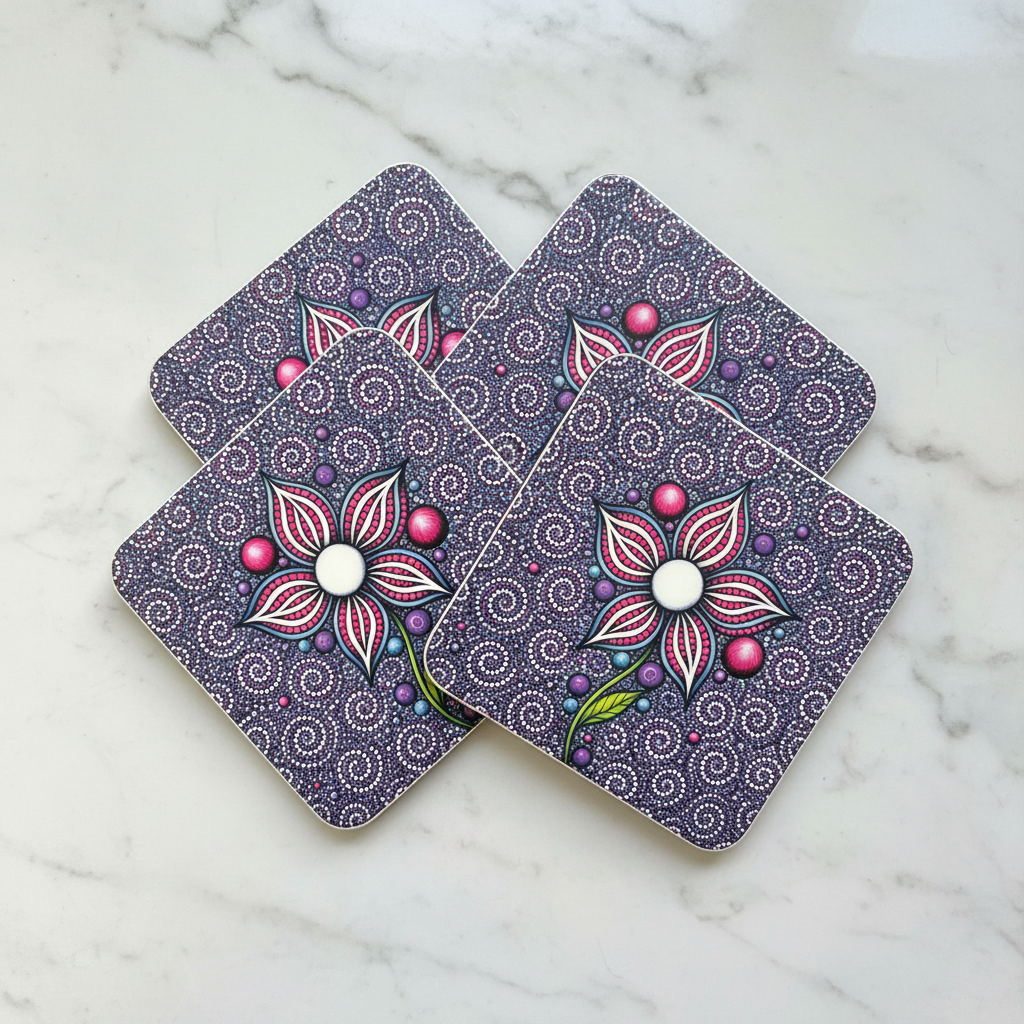 Dot Art Flower Coasters – Fanned Star