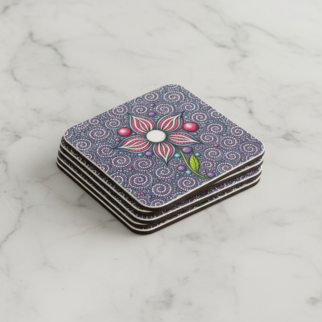 Dot Art Flower Coasters – Top Stack